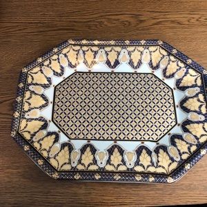 Vintage Bombay Oriental Decorative Platter.  Navy/Gold/White.